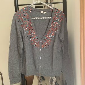 Moth | Grey Cardigan with Multi Colour Embroidered Dots size L